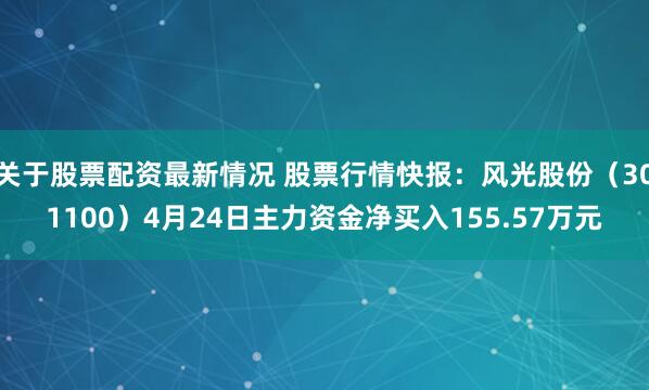 关于股票配资最新情况 股票行情快报：风光股份（301100）4月24日主力资金净买入155.57万元